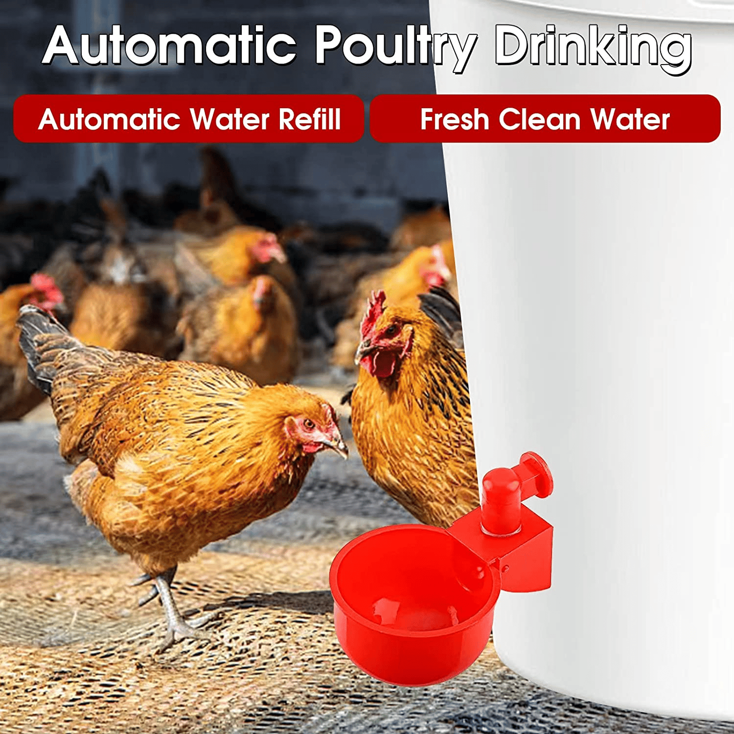 🦆🐔 Oferta ograniczona czasowo: 50% zniżki! 【10 sztuk】Automatyczne poidła dla drobiu