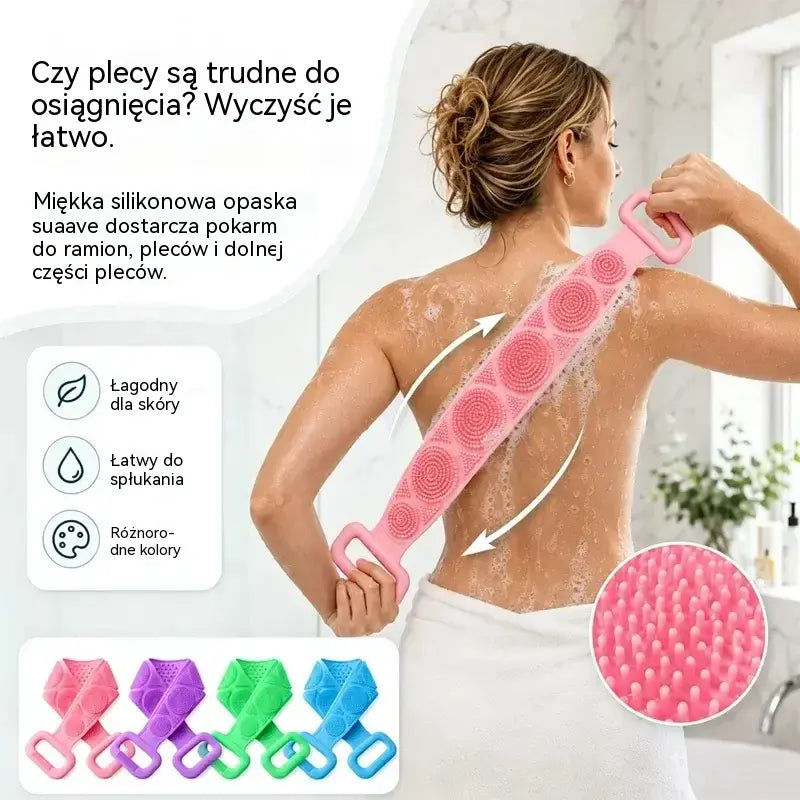 🛁 Kup 1, a 1 otrzymasz GRATIS – Dwustronna silikonowa rękawica kąpielowa – bardzo długa rękawica do peelingu ciała, która ułatwia dokładne mycie pleców
