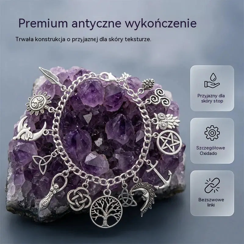Kup 1, drugą otrzymasz GRATIS!  Regulowana bransoletka vintage z mistycznymi zawieszkami dla kobiet