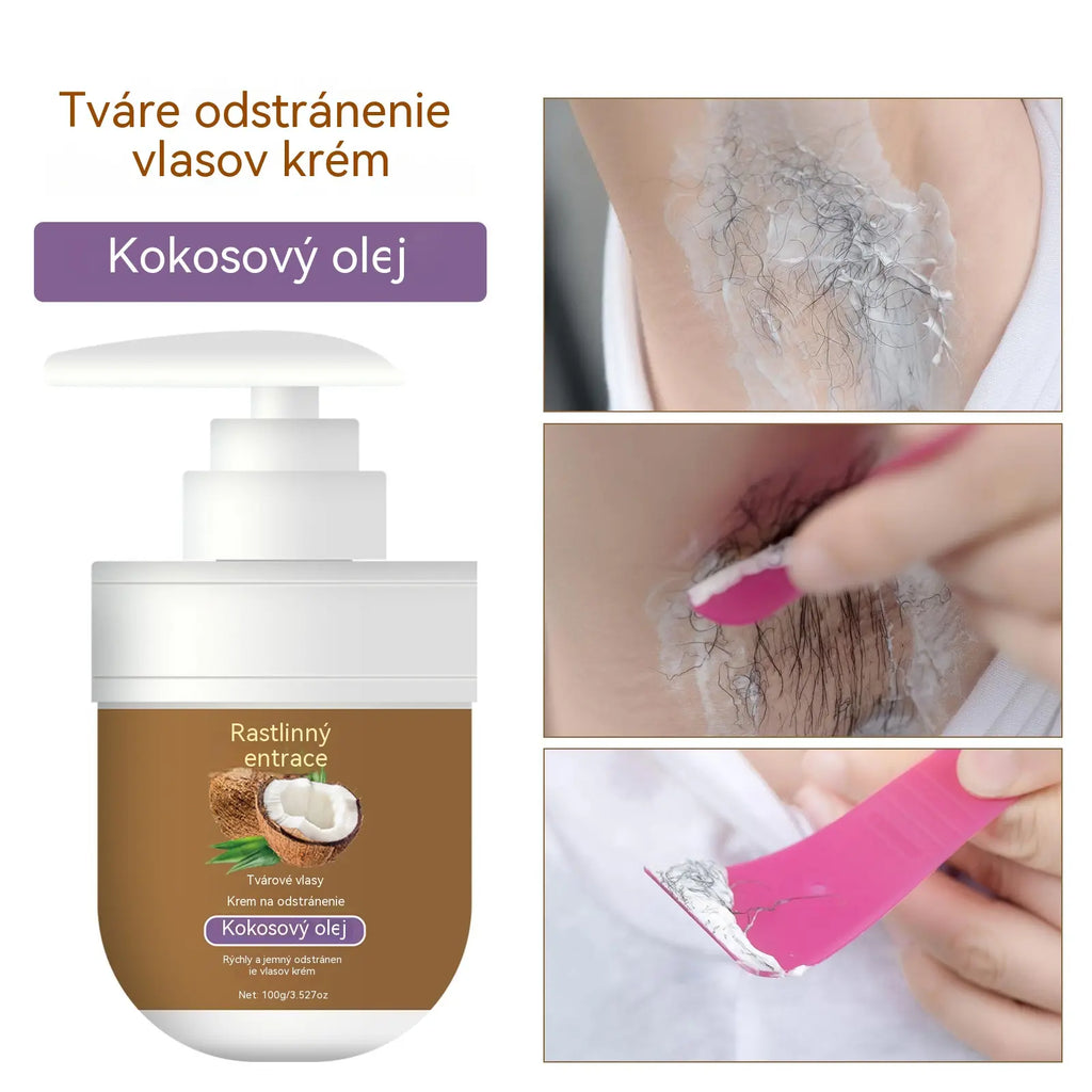 Delikatny krem do depilacji z olejem kokosowym Łatwe usuwanie włosków z twarzy i ciała Nawilżająca pielęgnacja bez bólu