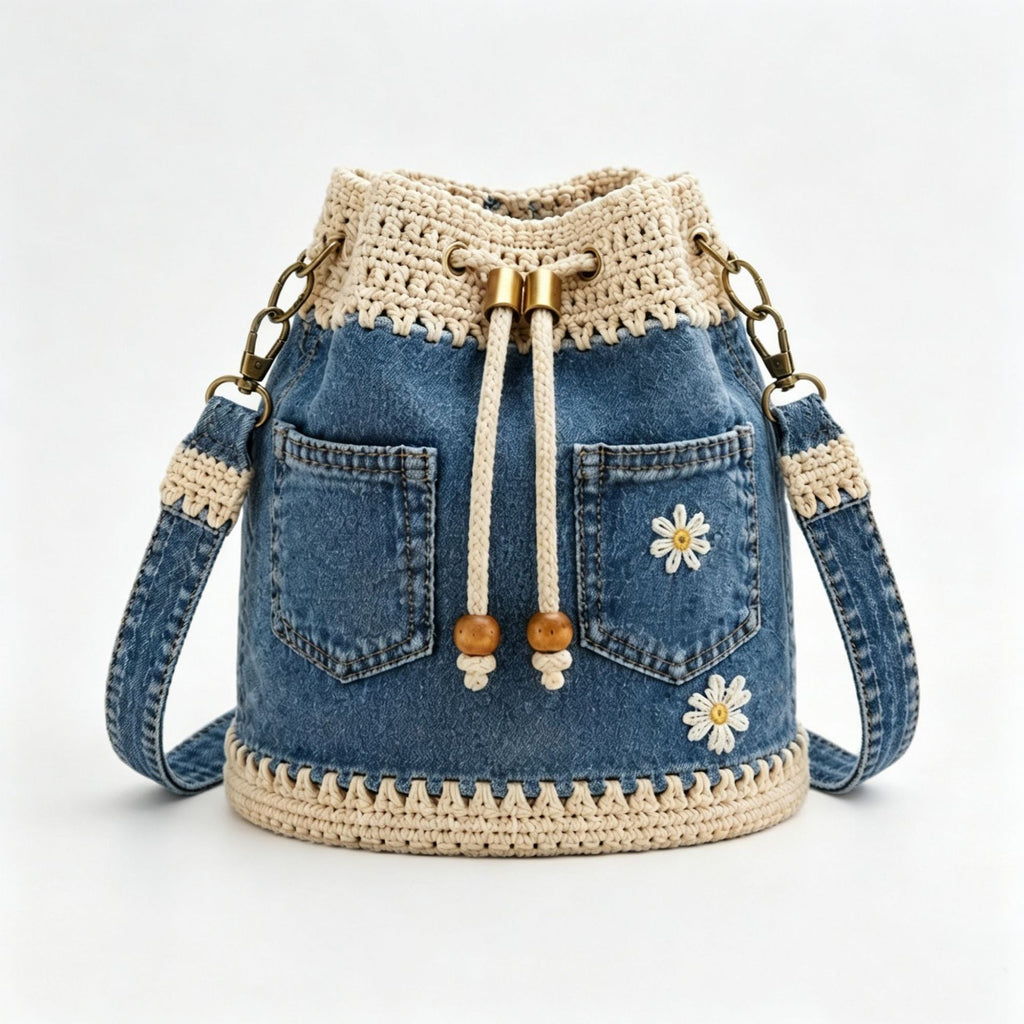 45% OFF!  Tkana torba jeansowa w stylu boho, która dopełni każdą stylizację ✨