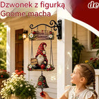 Dzwonek powitalny z krasnalem ogrodowym, tabliczka „Welcome”, retro dzwonek z brązu, żelazny uchwyt ścienny, dekoracja do ogrodu, na taras i podwórko.