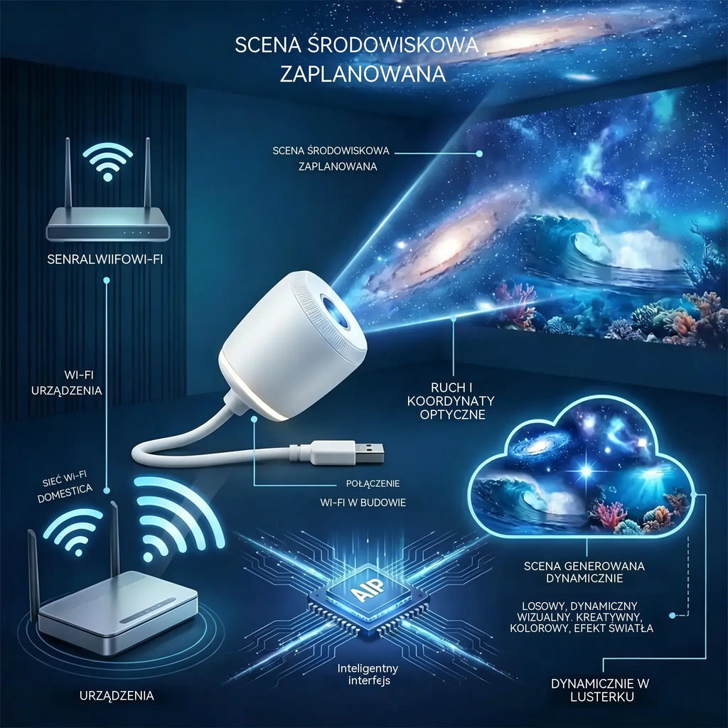 💡 Inteligentna projekcja nowej generacji: dynamiczna, inteligentna projekcja holograficzna 5D w wysokiej rozdzielczości.