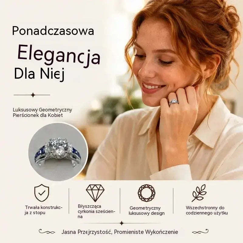 [Kup 1, a drugi otrzymasz gratis] Elegancki pierścionek koktajlowy z cyrkoniami sześciennymi – olśniewający design, który rozświetli wyjątkowe chwile.