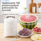 【200 sztuk】Jednorazowa przezroczysta folia, idealna do pojemników i żywności. Pasuje idealnie, zapewnia dobre uszczelnienie i jest łatwy w użyciu.