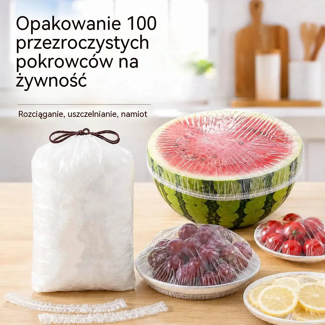 【200 sztuk】Jednorazowa przezroczysta folia, idealna do pojemników i żywności. Pasuje idealnie, zapewnia dobre uszczelnienie i jest łatwy w użyciu.
