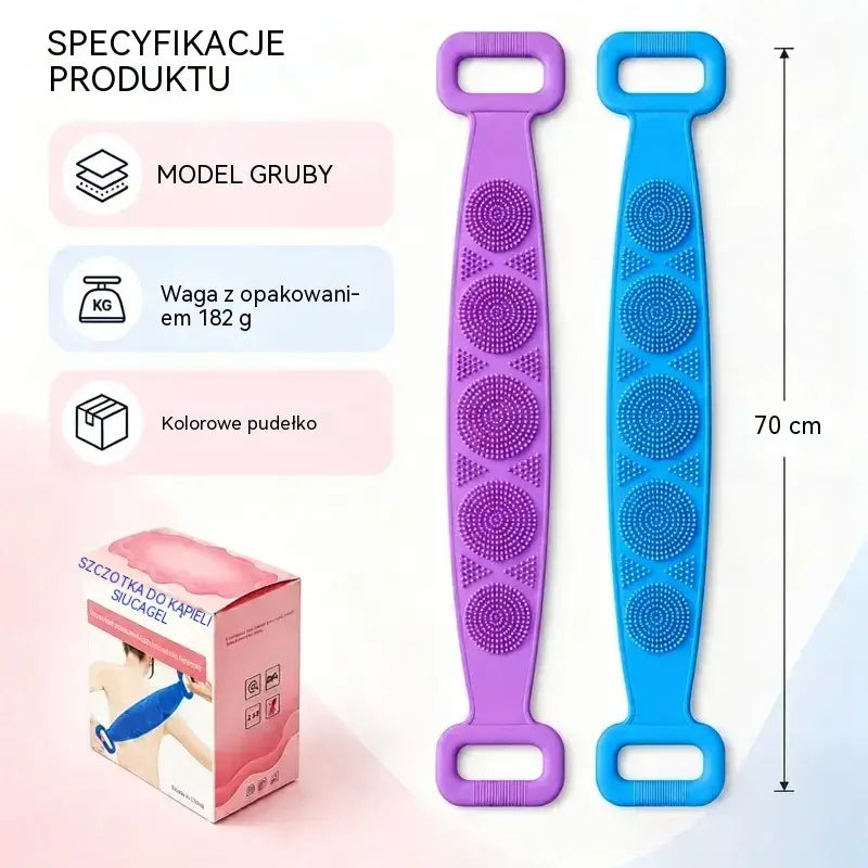 🛁 Kup 1, a 1 otrzymasz GRATIS – Dwustronna silikonowa rękawica kąpielowa – bardzo długa rękawica do peelingu ciała, która ułatwia dokładne mycie pleców
