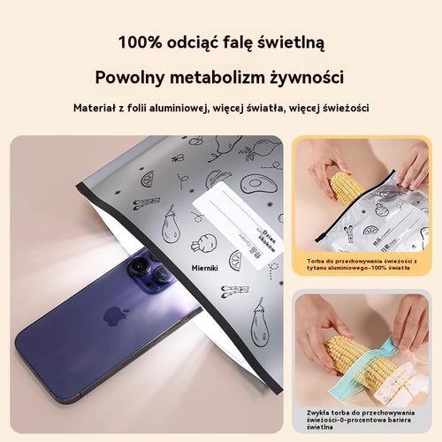 [60 torebek] Aluminiowa torba spożywcza z zamknięciem strunowym