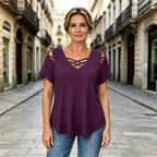 T-shirt z dekoltem V ze 100% bawełny – modny i przewiewny