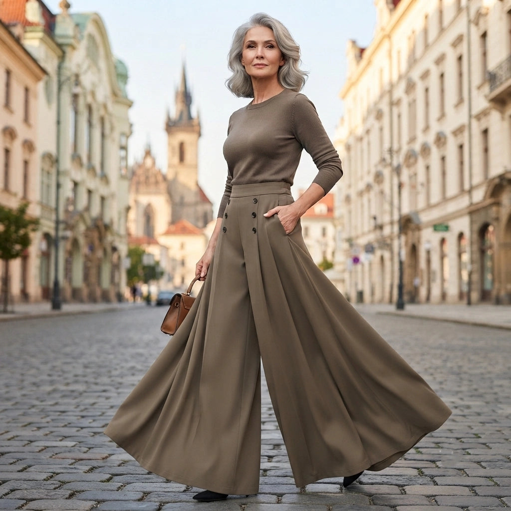 【M-5XL】Eleganckie spodnie damskie plisowane z wysokim stanem i szerokimi nogawkami