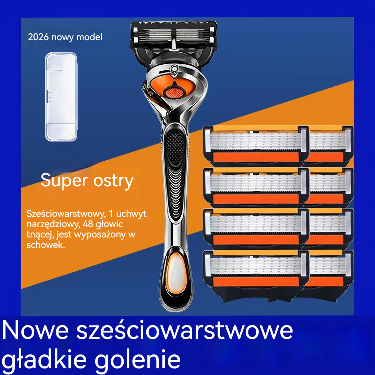 Zestaw wymiennych maszynek do golenia dla mężczyzn + podstawa - wyjątkowo ostre ostrza ze stali nierdzewnej zapewniające gładkie golenie