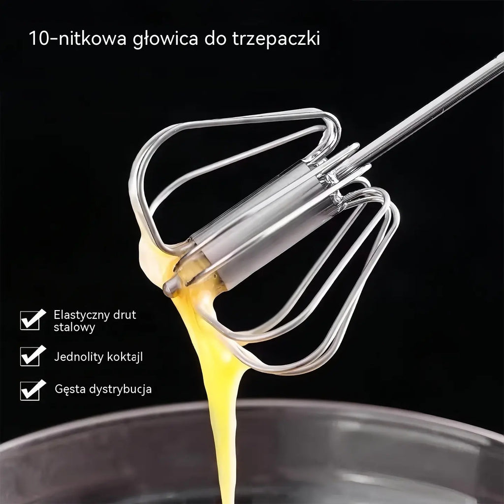 Kup 1 + 1 GRATIS! Stalowa trzepaczka półautomatyczna – szybkie mieszanie, mniej wysiłku, bez baterii