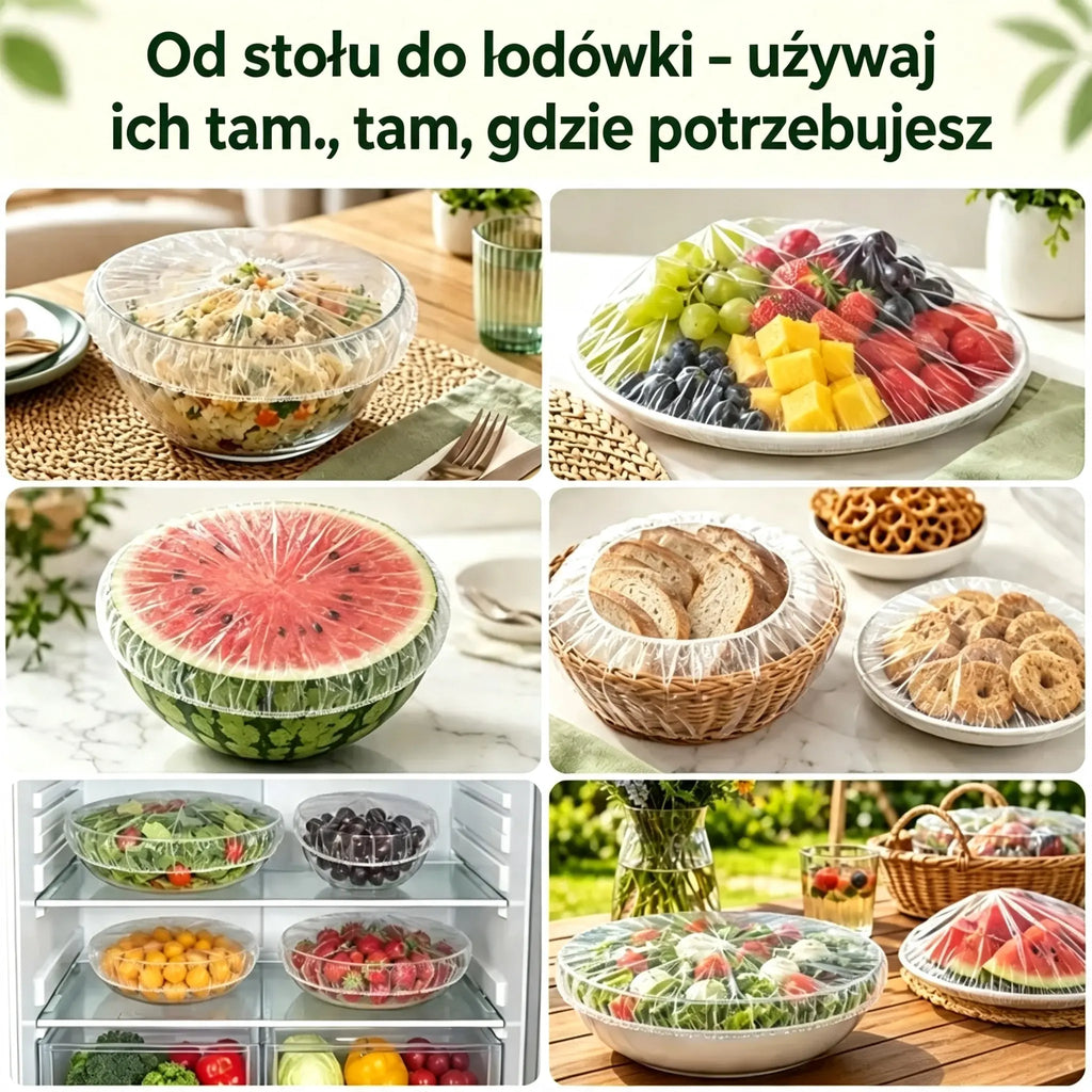 (300 sztuk) Tylko 109 złotych 🍽️ Bardzo duża, gruba, antybakteryjna plastikowa osłona spożywcza