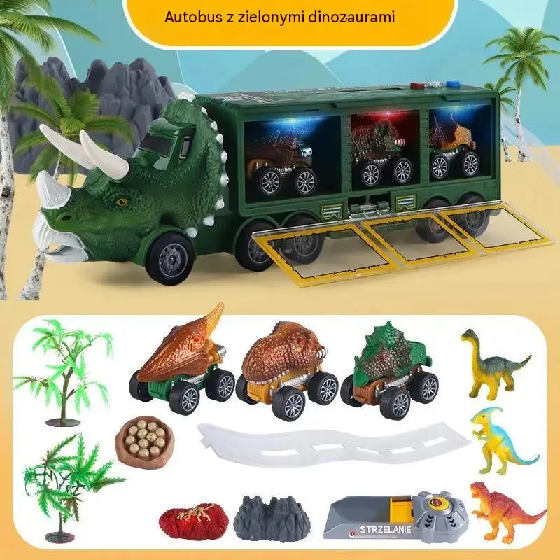 🦖🚛 Interaktywna ciężarówka do transportu dinozaurów: ze światłami, dźwiękami i ruchomymi figurkami – wybierz się na pełną wrażeń prehistoryczną przygodę!