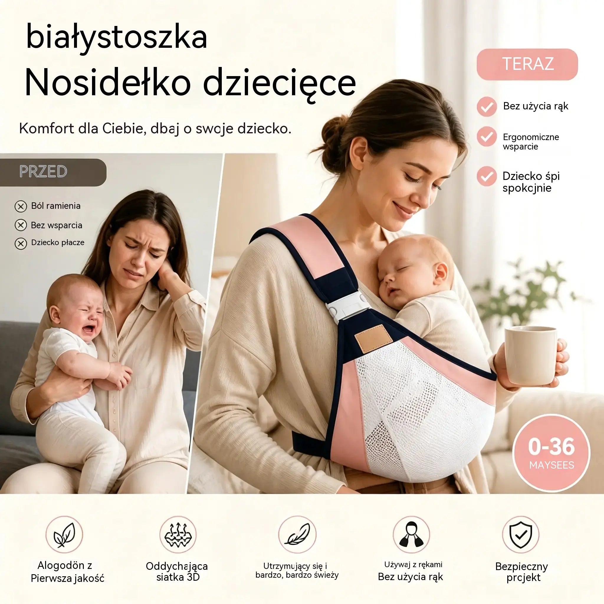 👶 Lekkie, ergonomiczne nosidełko dla dziecka | Idealne na spacery i podróże