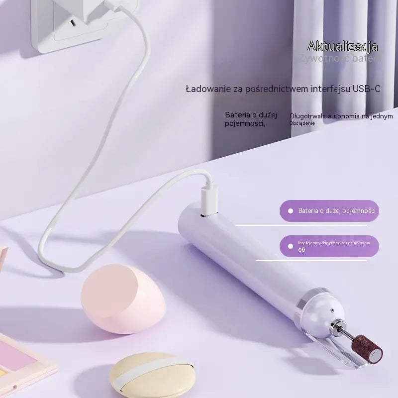 Elektryczny pilnik do paznokci 2 w 1 z lampą LED (lampa do utwardzania + 5 końcówek polerujących)