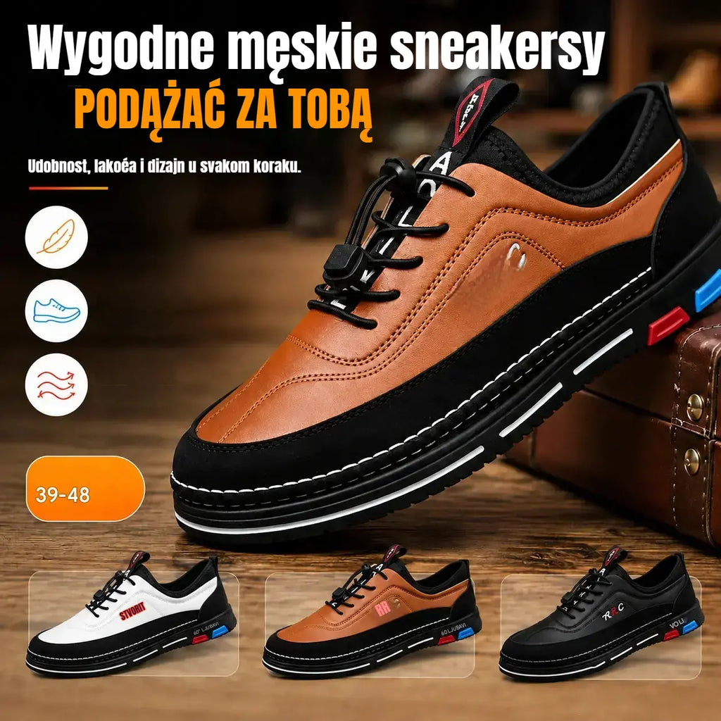 【39–48】Męskie skórzane buty biznesowe na co dzień – wodoodporne, odporne na plamy, z miękką podeszwą zapewniającą wygodę noszenia