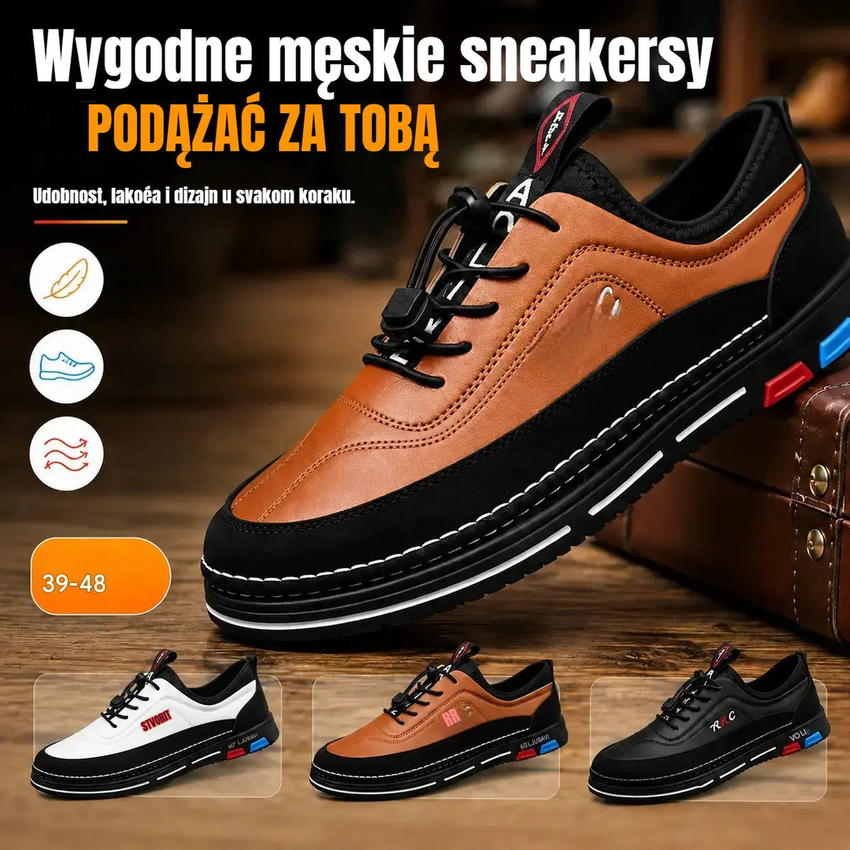 【39–48】Męskie skórzane buty biznesowe na co dzień – wodoodporne, odporne na plamy, z miękką podeszwą zapewniającą wygodę noszenia