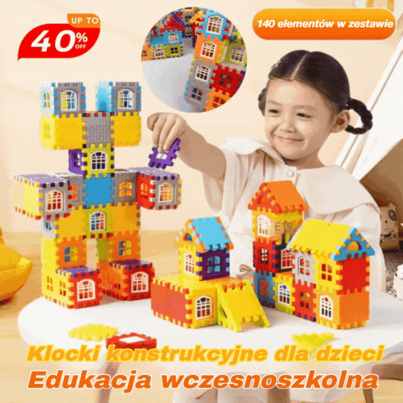 🎁【70 elementów】edukacyjne klocki konstrukcyjne