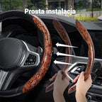 🔥🚗【1 zestaw 3 sztuk】Pokrowiec na kierownicę samochodową z antypoślizgowym wzorem drewna