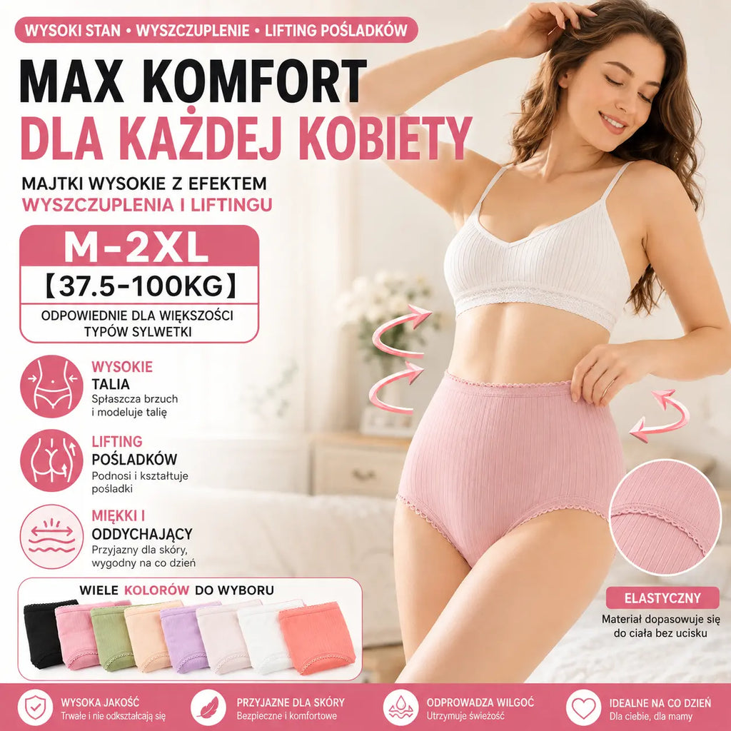 【8 sztuk 99zł】🩲 Damska wodoodporna, antybakteryjna bielizna z wysokim stanem