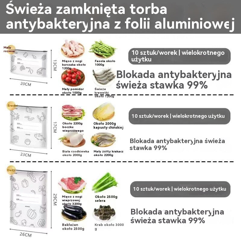 [60 torebek] Aluminiowa torba spożywcza z zamknięciem strunowym