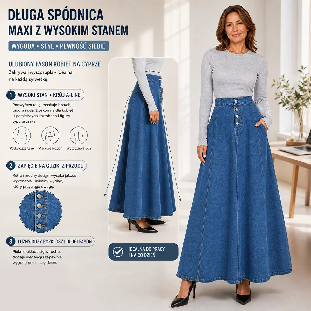 📢📢50% zniżki!!! 🎉🚨 Ważna wiadomość: 50% zniżki kończy się dziś wieczorem! Damska spódnica jeansowa