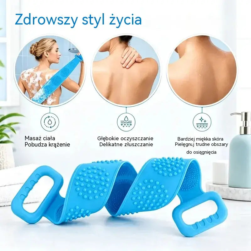 🛁 Kup 1, a 1 otrzymasz GRATIS – Dwustronna silikonowa rękawica kąpielowa – bardzo długa rękawica do peelingu ciała, która ułatwia dokładne mycie pleców