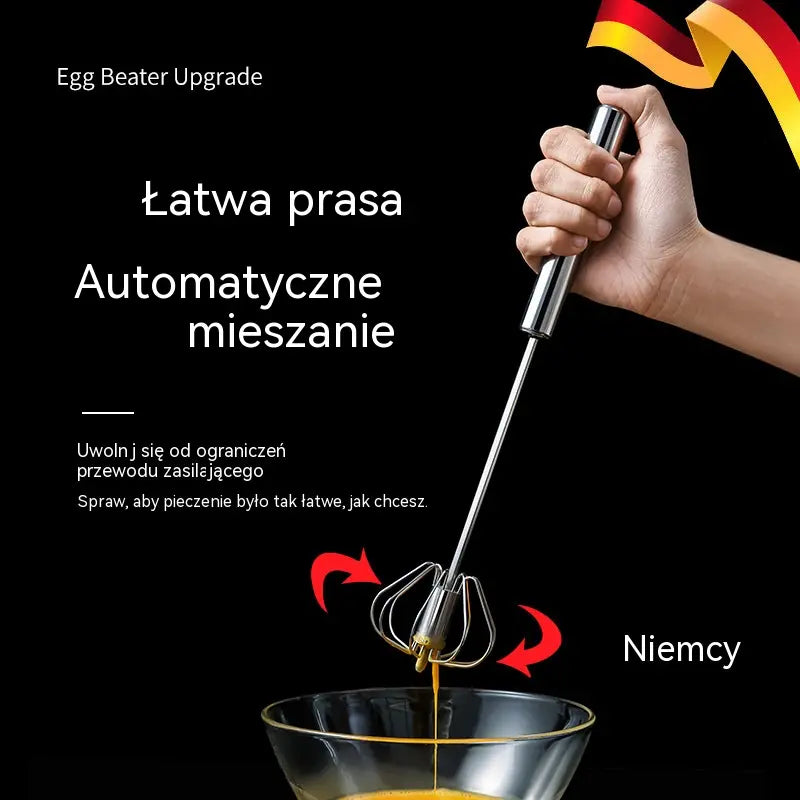 [zestaw 2 szt.] Półautomatyczna trzepaczka do jajek ze stali nierdzewnej