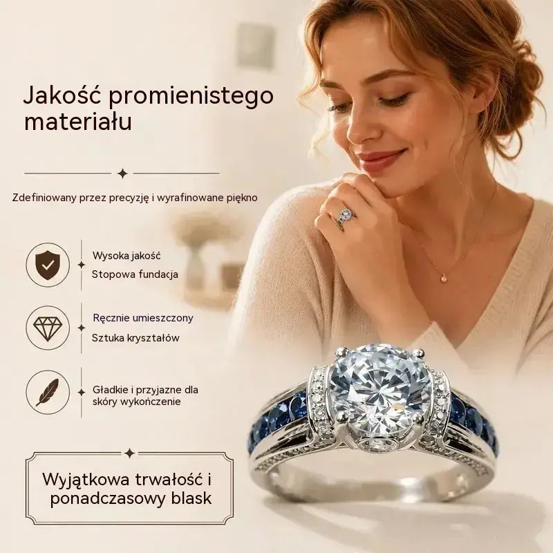[Kup 1, a drugi otrzymasz gratis] Elegancki pierścionek koktajlowy z cyrkoniami sześciennymi – olśniewający design, który rozświetli wyjątkowe chwile.