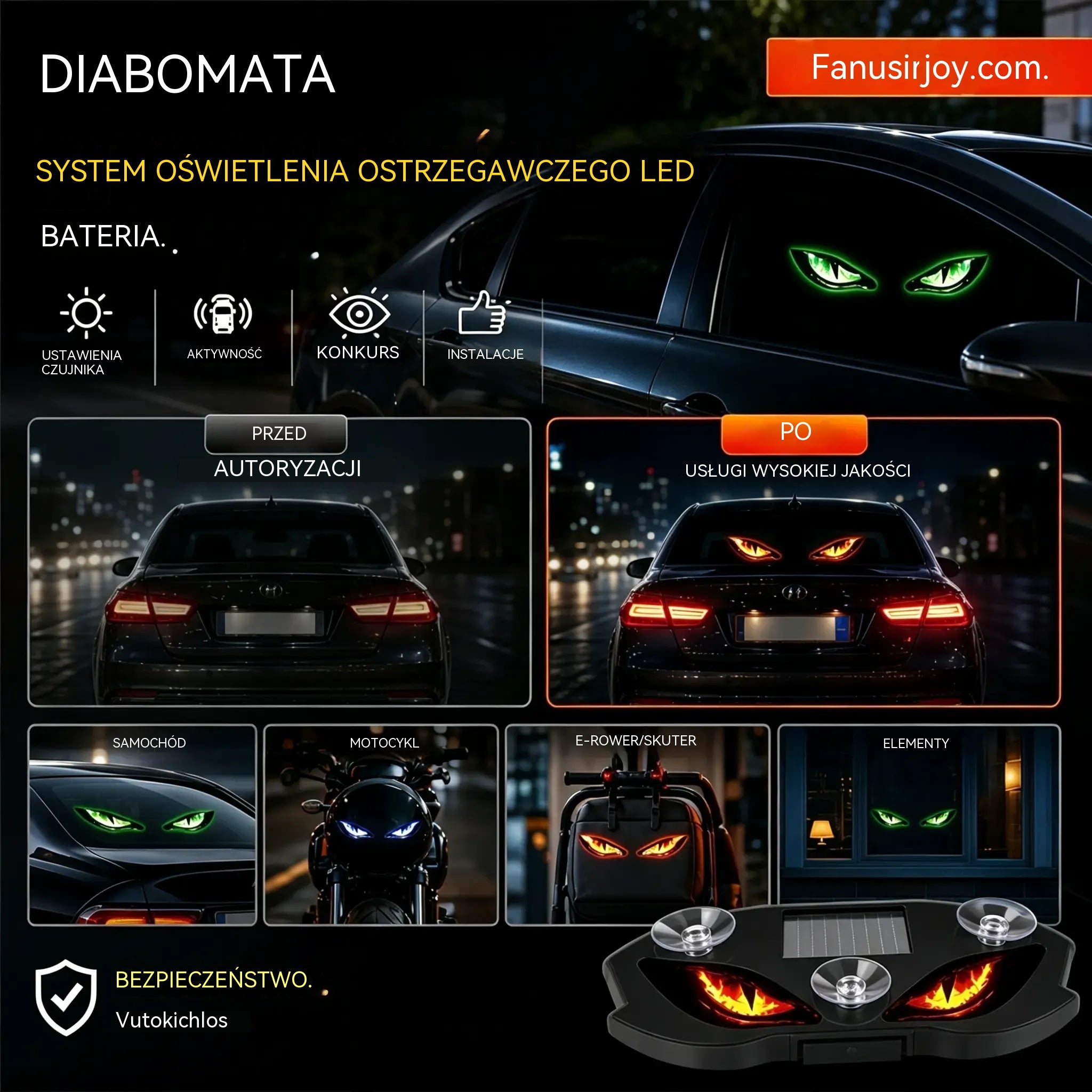 【1+1 Gratis】Solarny LED samochodowy sygnalizator ostrzegawczy