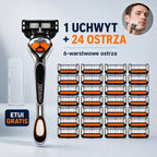 Męski zestaw do golenia 1+24 🪒 Uchwyt + 24 wymienne ostrza + etui w prezencie