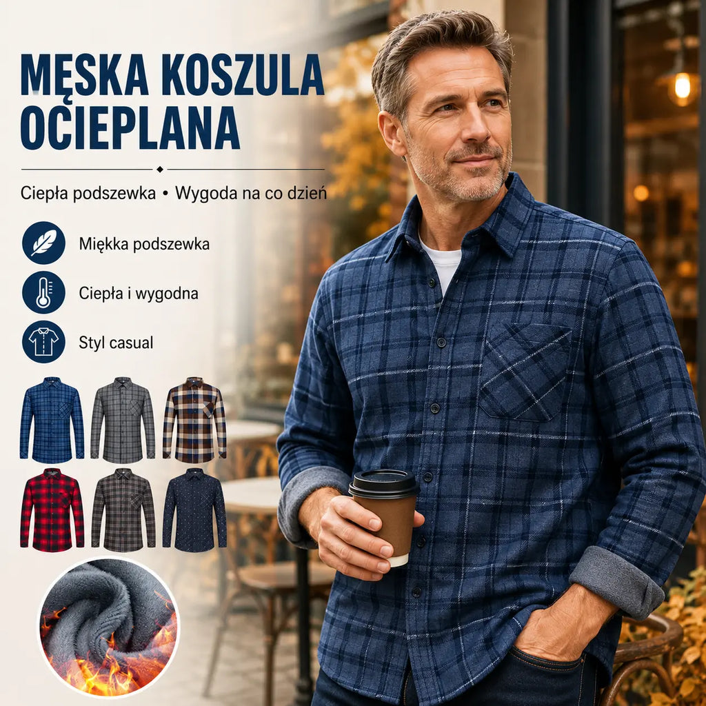 【50% zniżki】👔【L-5XL】Ciepła koszula biznesowa z długim rękawem
