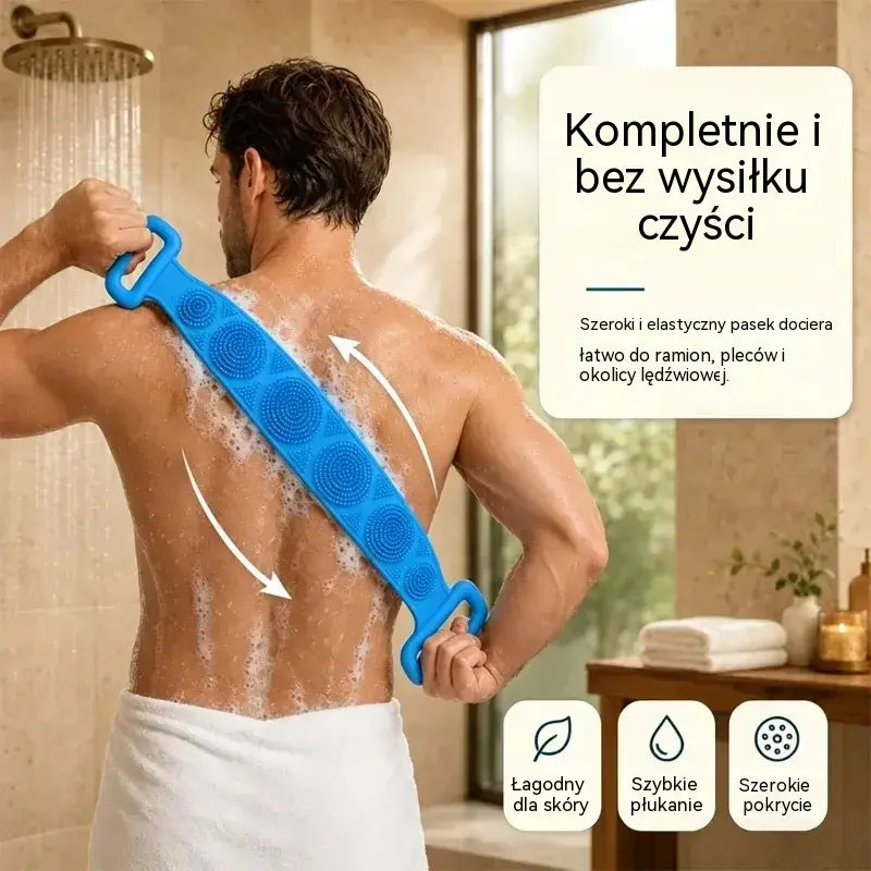 🛁 Kup 1, a 1 otrzymasz GRATIS – Dwustronna silikonowa rękawica kąpielowa – bardzo długa rękawica do peelingu ciała, która ułatwia dokładne mycie pleców